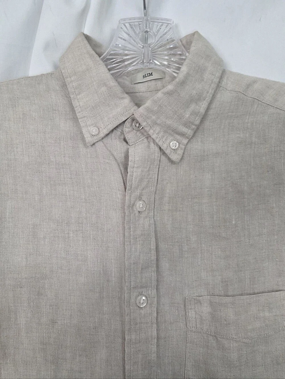 J. Crew Irish 100% Linen Button-Down Slim Fit Shirt in Light Cream Size S